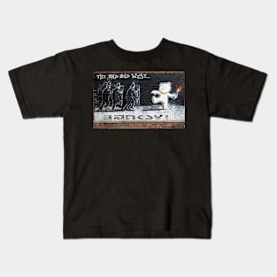 Banksy Bear vs Police Art Kids T-Shirt